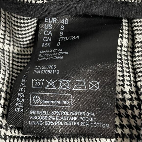 H&M Plaid White Black Dress Pants Womens 8 Slacks Trousers Bottoms Workwear - Picture 5 of 5